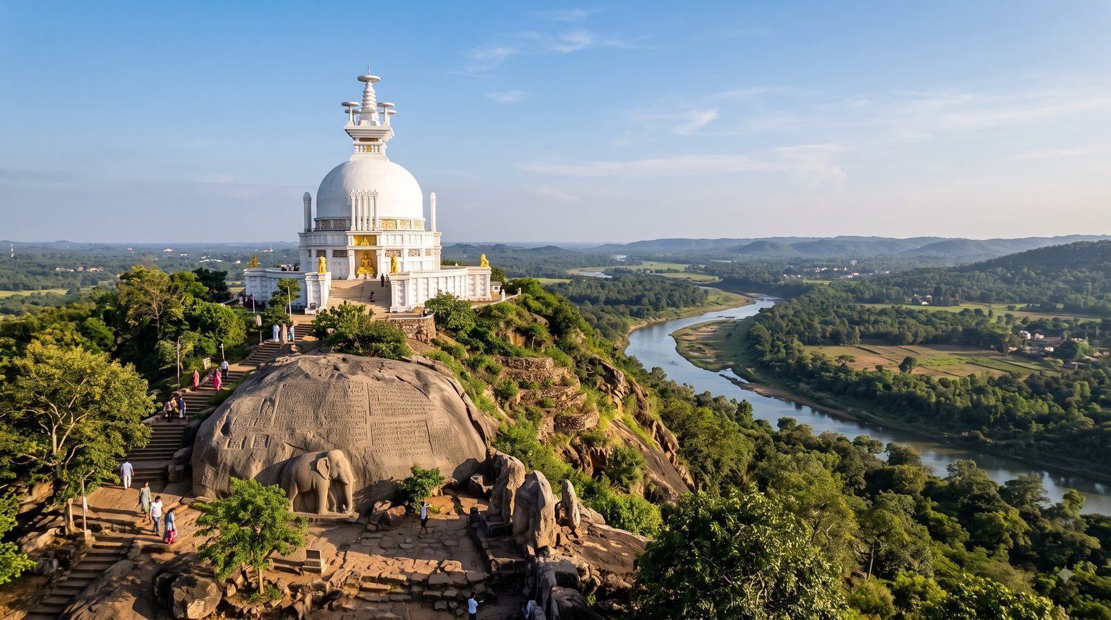 Dhauligiri Shanti Stupa on the Daya river bank
