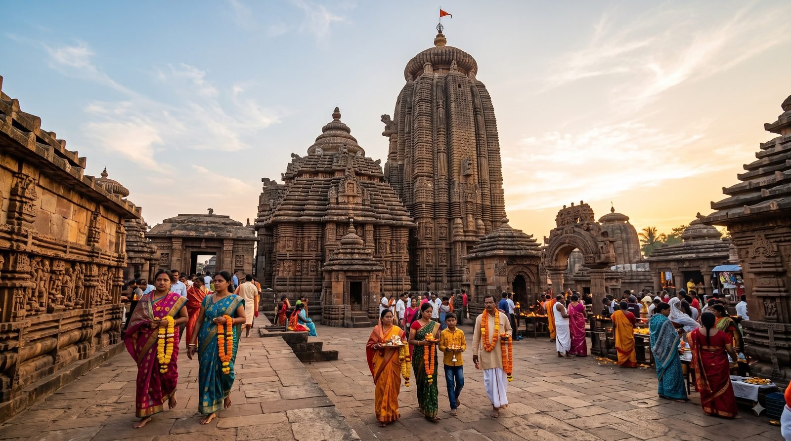 Devotees visiting Lingaraj Temple, Bhubaneswar