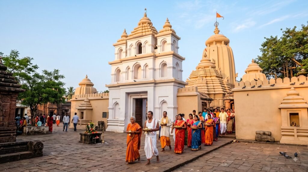 Devotees entering Sakhigopal Temple