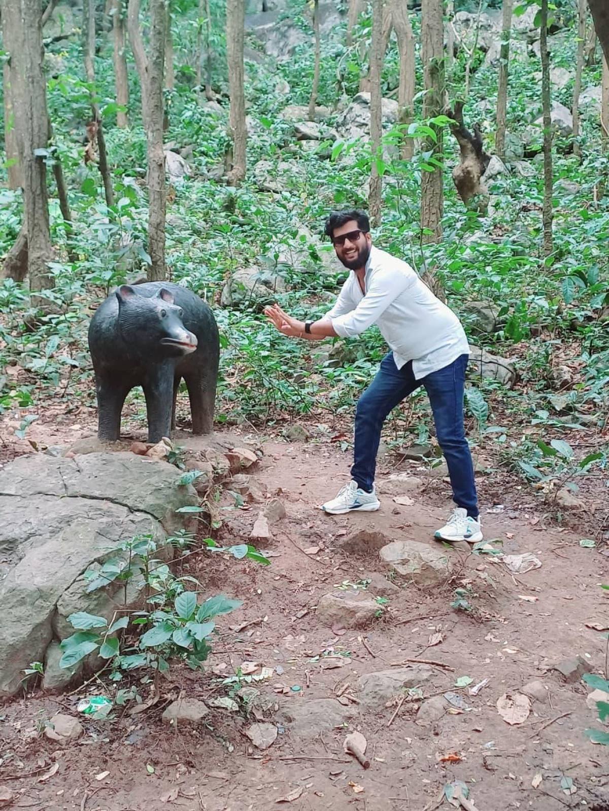 Traveller posing on tour